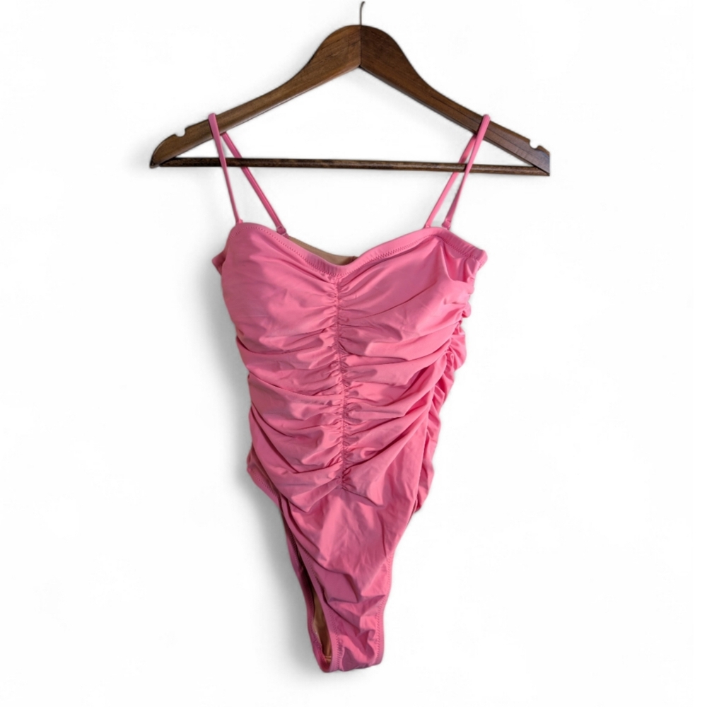 J.CREW Pretty Pink Ruched One Piece Swimsuit Size 4